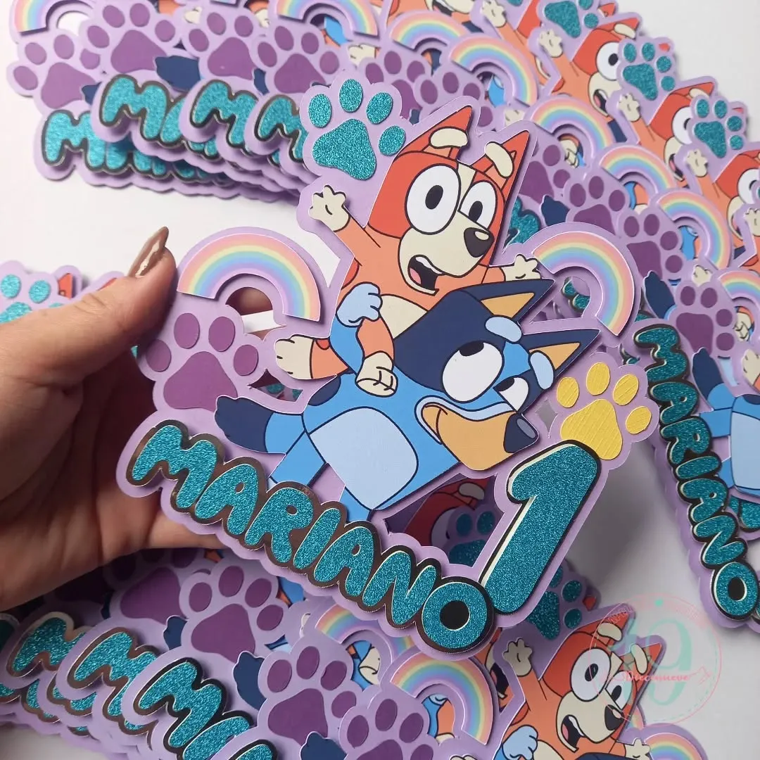 Cake Topper Bluey y Bingo